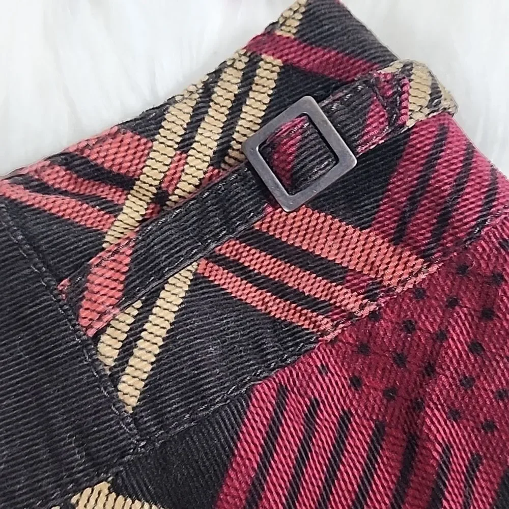 Corduroy Plaid Burgundy Wine Plum Chocolate Brown Salmon Skirt